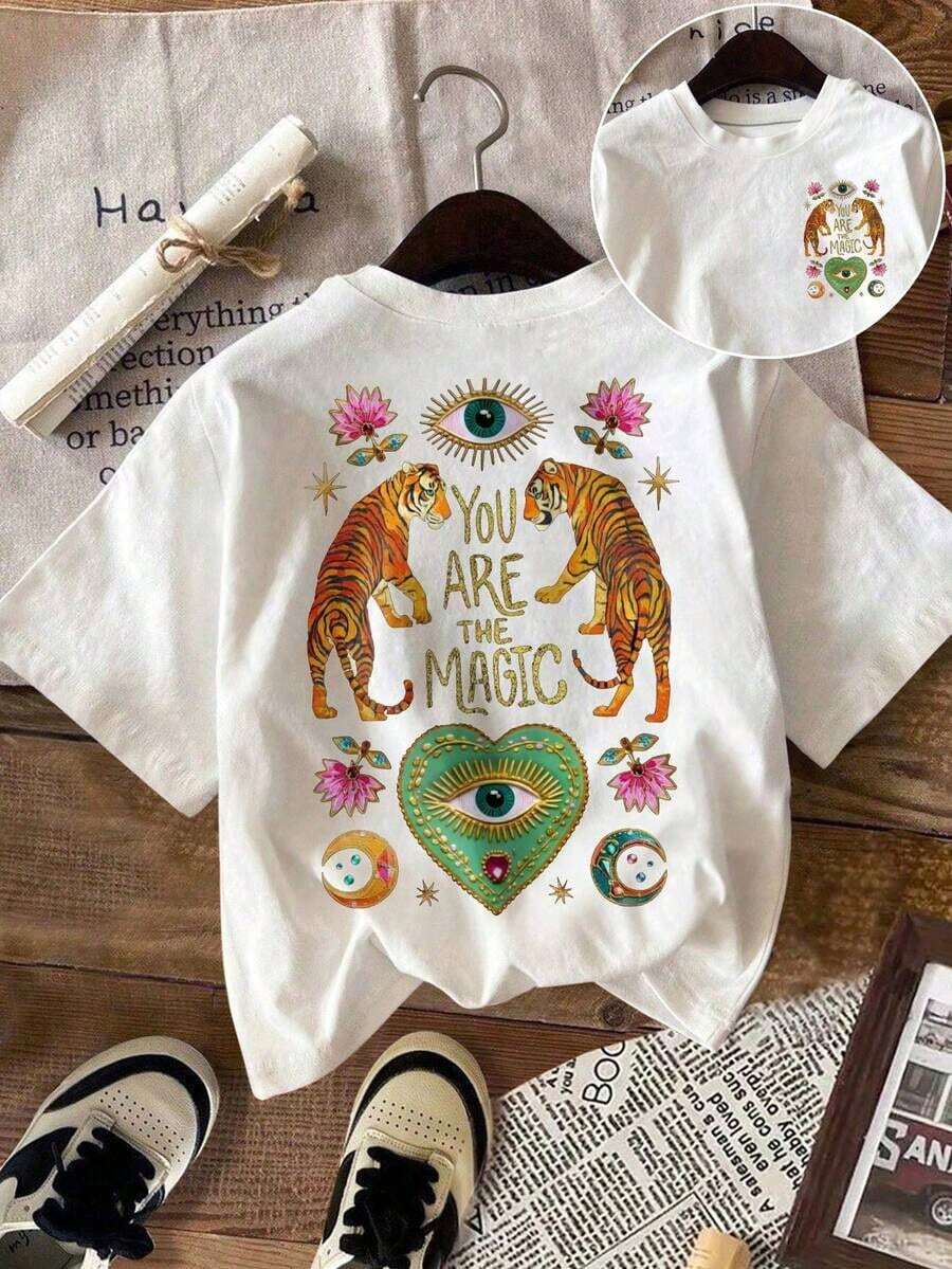 Nueva Camiseta Casual Minimalista de Verano para Mujer, Camiseta de Manga Corta con Estampado Gráfico Estilo Urbano Casual, Bonita Camiseta de Verano con Estampado de Puesta de Sol, Camiseta Gráfica para Hombre, Camiseta de Verano, Sudadera con Capucha, Sudadera, Conjuntos de Verano para Mujer, Sudaderas con Capucha para Verano - Estilo Urbano Vintage Unisex, Camiseta de Manga Corta de Algodón Suelto con Cuello Redondo - Blanco 5 - Ver 1
