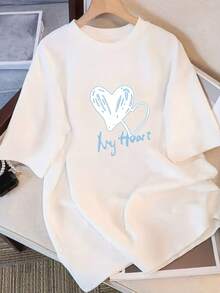 Women's Loose-Fitting, Round Neck, Youthful, And Fashionable Summer T-Shirt Made Of Pure Cotton, With A Round Neck, Versatile, Comfortable, And Casual Design. A Short-Sleeved Blouse For Everyday Wear. - 白色 - 查看 6