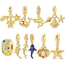 1 cái charm mạ vàng 18K bộ sưu tập sinh vật biển vintage mùa hè hình rùa, cá ngựa, sao biển, vỏ sò, cá voi, cá mập, hải cẩu, phù hợp cho vòng tay, dây chuyền, mặt dây, hạt làm trang sức DIY, lựa chọn lý tưởng cho phụ kiện trang sức hàng ngày của nữ - quà tặng du lịch ngày lễ - Vàng - Xem 12