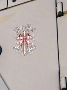 5.12-Inch Cross Decal Sticker With "God Is Always Good" Text, Waterproof Removable Vinyl Window Sticker With Cute Butterfly & Leopard Print Pattern, Christian Car Decoration Suitable For SUV, Truck, Bumper, Car Exterior And Room Wall - Sticker - View 7