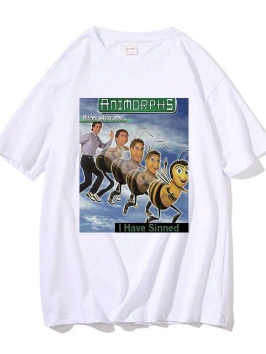 Women's Blouses Funny Animorphs Meme Essential Tshirt Not Even God Can Save Us T Shirt I Have Sinned T-Shirts Men Women Casual Loose Cotton Tees - 白色 - 查看 1