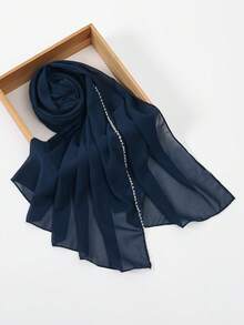 1 chiếc khăn trùm đầu chiffon đính hạt màu trơn dành cho nữ, chất liệu mềm mại, thoáng khí, đa năng, phù hợp để sử dụng hàng ngày. - Nhiều màu - Xem 18