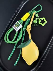 1 pezzo Portachiavi in pelle PU a forma di limone, Portachiavi con campanellino colorato, Portachiavi in lega di zinco con anello a D e corda in nylon colorata, Accessorio di moda casual da donna, Adatto per borse a tracolla, borse a mano, zaini, chiavi d'auto, regalo per insegnanti per la laurea 2026 - Multicolore - Visualizzare 7