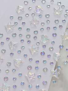 144pcs 3D Crystal Glitter Stickers, 1pc Heart Shaped Rhinestone Sticker, Love Design Suitable For Makeup And Clothing, Colorful Diamond Face Decor Suitable For Festivals, Parties And Events - Multicolor - View 5