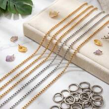 2m 304 Stainless Steel Square Chain 18K Gold Plated Waterproof Round And Square Interlocking DIY Accessories Material Suitable For Making Bracelets And Necklaces - Chain - View 3