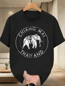 Men Plus Size T-Shirts - Black - View 2