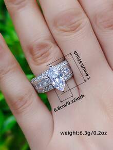 1pc Fashion Cubic Zirconia Ring, Suitable For Wedding, Engagement, Anniversary, Party, Valentine's Day And Other Occasions - 2# - View 6