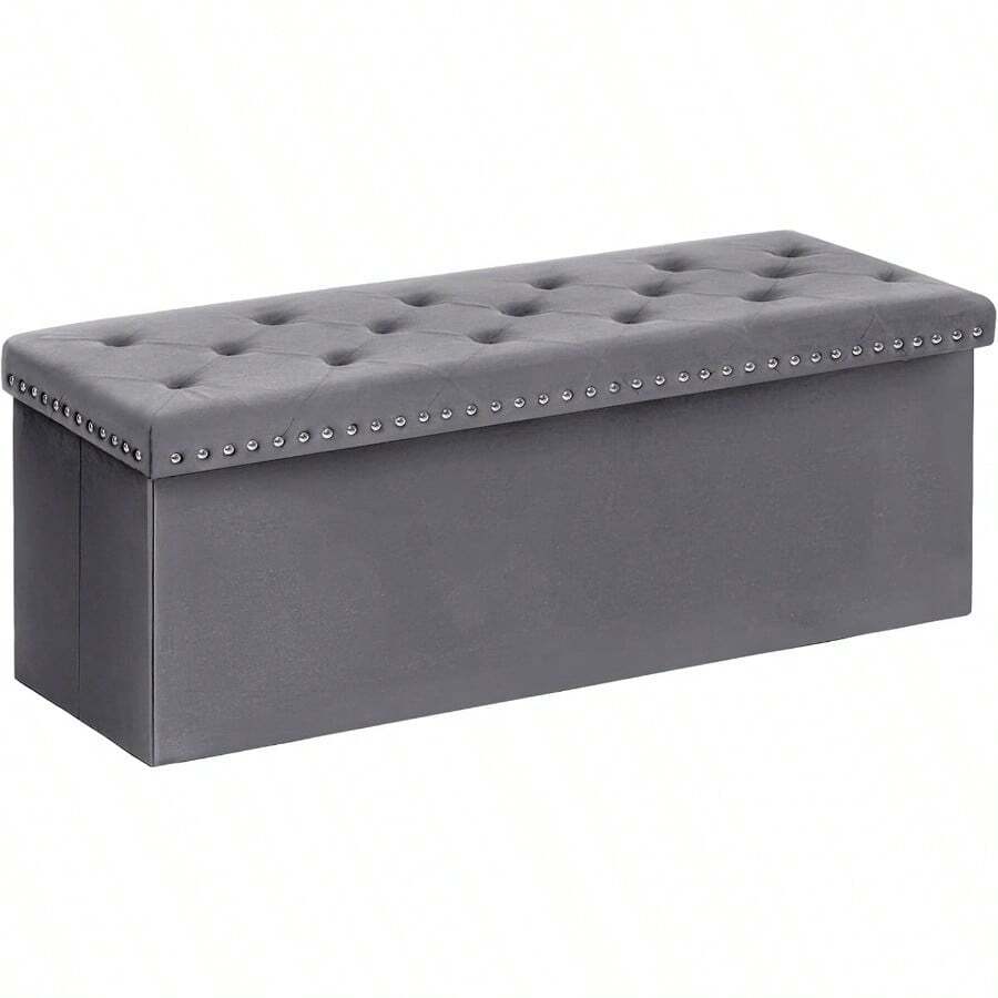 Footstool With Storage Function, Foldable Bench Seat, Suitable For Footstools In Living Rooms, Bedrooms, And Corridors - Grey - View 1