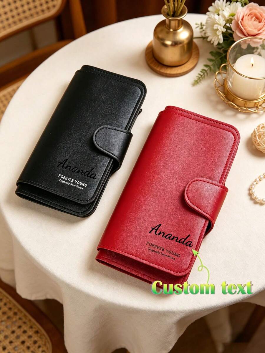 可客製化 Logo 文字優雅韓風扣環手拿包零錢包,多色可搭各式穿搭,可收納鈔票、硬幣、信用卡、身分證,適合送給朋友、母親節、情侶、家人的理想節日禮物 - 彩色 - 查看 1