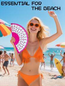 A Foldable Fan. A Handheld Fan In A Fruit Style. With Patterns Of Watermelon And Lemon. It Is A Must-Have For Summer. Suitable For Festivals, Music Events, Parties And Beach Occasions. - Multicolor - View 3