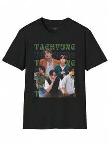 Camiseta TaeHyungV, Conjuntos de Verano para Mujer, Tops de Verano, Conjuntos de Primavera para Mujer, Ropa de Verano, Tops para Mujer, Camisetas Gráficas para Mujer, Tops Bonitos, Tops Negros, Camiseta Gráfica, Ropa de Hombre, Camisas de Hombre, Camisas Para Hombre, Copa Mundial 2026, Ropa de Mujer - Negro - Ver 6