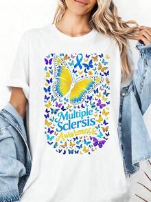 Concientización sobre la Esclerosis Múltiple - Apoyo de Mariposas - 3 Transpirable y cómodo - Blanco 2 - Ver 2