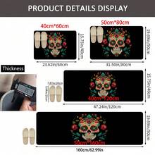 1pc Skull Pattern Printed Linen Kitchen Rug, Bathroom Mat, Doormat, 3D Printed Rectangle Carpet For Living Room, Bedroom, Hallway, Bathroom, Laundry Room - Polyester Rug For Indoor And Outdoor Home Decor - Multicolor - View 11