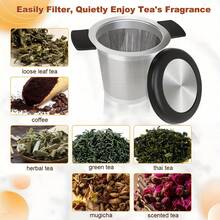 不鏽鋼帶把手茶濾球，細網茶擴散器濾網，茶浸泡籃濾網，可掛在茶壺、馬克杯、杯子上浸泡散裝茶葉與咖啡 - 彩色 - 查看 4