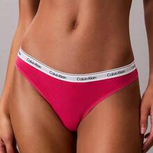 Calvin Klein CalvinKlein Icon Logo 3-Pack Low Rise Thong Underwear  Women  Panties QD5209 - Stencil / Dark Berry - 查看 5