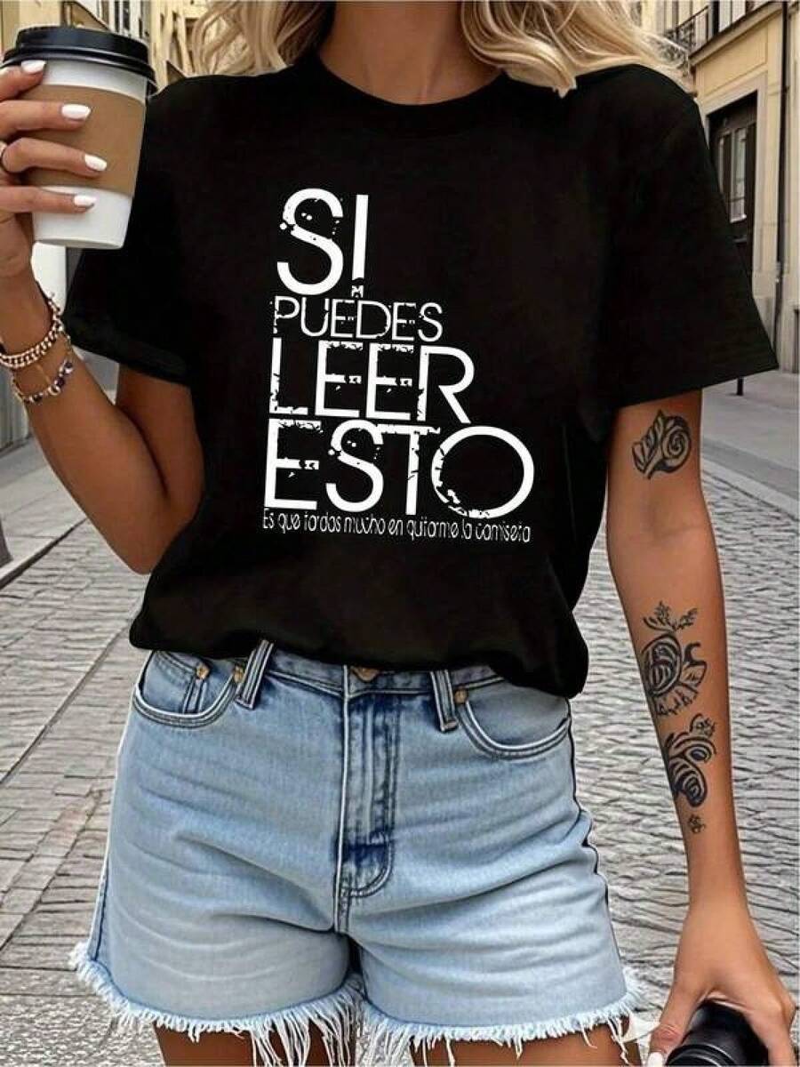 2026 new Camisetas Para Mujer Camiseta Y2K con diseño único y divertido que dice "Si puedes leer esto es que eres mucho más inteligente de lo que piensas" perfecta para los amantes de la moda y el humor moderno ideal para destacar en cualquier ocasión. Calidad y estilo en una sola pieza. - Negro - Ver 1