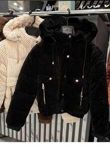 PUFF JACKET - WARM AND LINED WINTER JACKET - COAT - WOMEN'S COLD WEATHER BLOUSE FOR PARTIES - Black - View 8