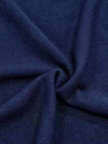 Camiseta de punto de manga corta de unicolor y peso ligero para mujer, top minimalista de verano - Azul marino - Ver 5