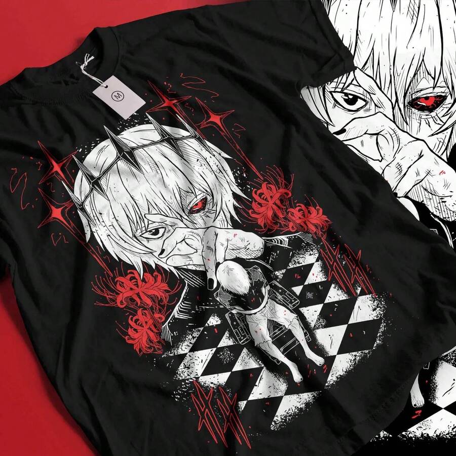 Unisex Horror Manga Creepy Girl T-Shirt, Dark Anime Gothic T-Shirt, Manga Gothic T-Shirt Inactive Camiseta 100% Algodón Unisex - Playera Casual Premium de Corte Cómodo - Negro - Ver 1