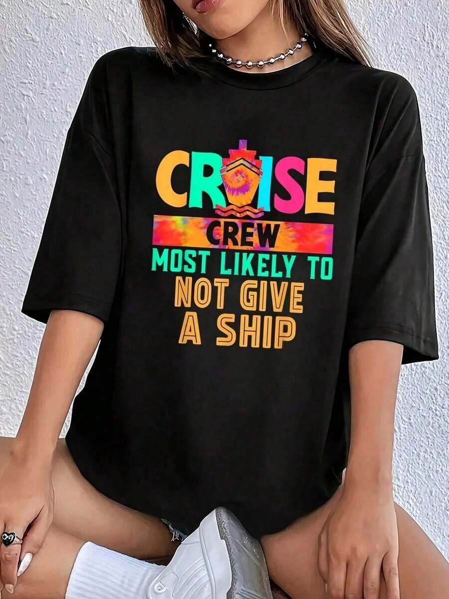 Camiseta Ligera de Cuello Redondo y Manga Corta para Mujer, Estampado Hippie, Ideal para Vacaciones de Verano, Festivales y Uso Diario, Transpirable y Cómoda - Negro - Ver 1