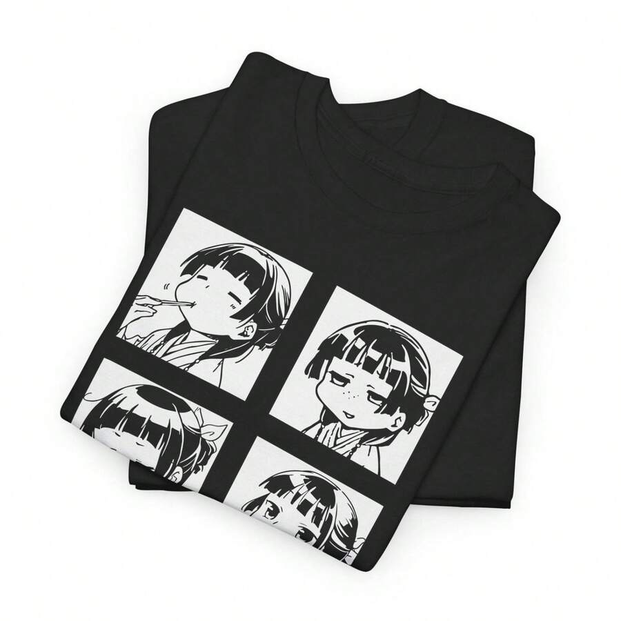 Mao Mao Shirt, The Apothecary Diaries Shirt, KawaiiTee, Maomao Moods Tshirt, Anime TShirt, Manga Shirt, Japanese Aesthetic TShirt, Cute Tee - Negro - Ver 1