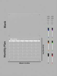 Magnetic Transparent Schedule Planner Board, Blank / Weekly / Monthly Plan, 3 Styles Available, Erasable Office & Home Memo Tool - Multicolor - View 16