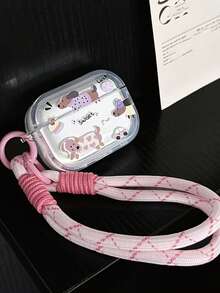 Cute Dachshund Dog Earphone Case/Protective Cover For 1/2/3 Generation, For Pro, For Pro2, For 4, 1 Protective Shell With 1 Hanging Chain - Lucky Dachshund + Pink Rope - View 5