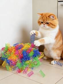 Happy Cat Spring Teasing Stick Plastic Colorful Spring Teasing Stick Cat Toy/Cat Spiral Spring, Creative Toy, Can Kill Time, Used For Beating, Biting, Hunting, Happy Cat Toy, Valentine's Day, Pet Cat/Dog Gift - View 3