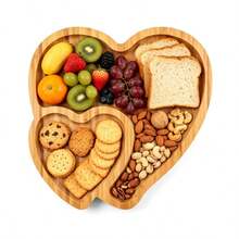 Wooden Serving Tray Heart Shaped Cheese Board Salad Plate Dinner Plate Cake Plate Decorative Serving Platter Plate For Snack Candy Food Fruit Decor (Size:10.63x10.63x0.63inch) - View 1