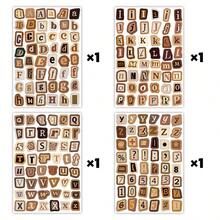 4张/192个复古棕色字母数字贴纸 - 复古字母贴纸，包含符号和标点符号，适用于剪贴簿、日记、计划本、手工制作和DIY项目 - 棕色 - 查看 7
