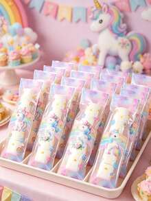 100 piezas Bolsas de caramelos transparentes de unicornio, Bolsas de regalo con cierre automático de unicornio, Bolsas de caramelos transparentes de fiesta de cumpleaños de unicornio, Bolsas para piruletas de baby shower, Bolsas de fiesta con tema de unicornio, Decoración de mesa de boda, Decoración de despedida de soltera, Decoración para revelación de género, Bolsas de embalaje de aperitivos, Bolsas de regalo pequeñas, Bolsas para hornear galletas, Regalos de cumpleaños para niñas, Recuerdos de fiesta - Unicornio de moda mixta - Ver 3