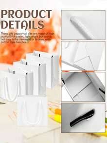 5/10pcs White Gift Bags, Shopping Bags, Wedding Handbags, Small Birthday Party Paper Packaging Bags, Fashionable And Practical - Multicolor - View 6