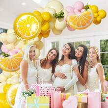 114pcs Pastel Yellow Pink Lemon Balloon Garland Arch Kit Pastel Yellow Light Pink Balloons With Lemon Foil Balloons Suitable For Lemon Theme Baby Shower Bridal Shower Birthday Party Decorations - Pale Yellow - View 6