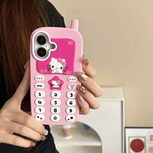 SANRIO 创意大号手机硅胶3D猫咪丑鱼手机壳，兼容 16 Pro Max、17/15、13 Pro、14 Pro、16，柔软全包防摔保护套，女士适用 - 彩色 - 查看 2
