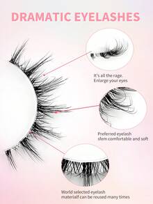 ENCHUW 10 Pairs Clear Band Faux Mink Lashes Volume Natural Long Fluffy Soft Wispy False Eyelashes Reusable Eyelashes Makeup - Black - View 3
