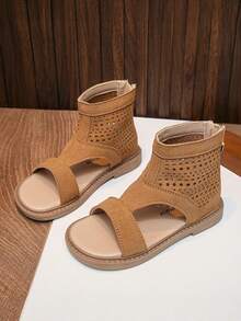 Giày sandal trẻ em kiểu Anh, bốt cổ điển đa năng khoét lỗ cho bé gái, giày bệt đế bằng kiểu La Mã khoét lỗ thoáng khí mới cho mùa hè dành cho trẻ mới biết đi và trẻ lớn. - Lạc đà - Xem 1