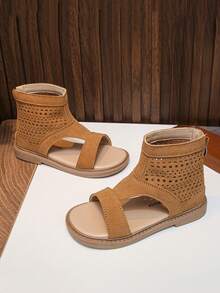 Giày sandal trẻ em kiểu Anh, bốt cổ điển đa năng khoét lỗ cho bé gái, giày bệt đế bằng kiểu La Mã khoét lỗ thoáng khí mới cho mùa hè dành cho trẻ mới biết đi và trẻ lớn. - Lạc đà - Xem 2