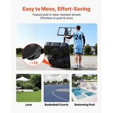 Portable Basketball Stand, 10 Ft Height Adjustment Basketball Hoop & Goal, Portable Basketballs Hoop With 54 Inch PC Backboard & Wheels For Kids, Teens, Adults In Driveways, Pools, Schools - 10 ft with 54 inch PC Backboard & Wheels - 查看 6