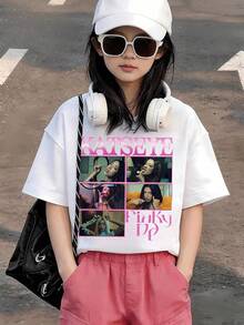 Cute Summer Fashion Short Sleeve Top For Girls, Katseye Signature Lineup Graphic Printed Casual Soft Versatile Everyday TeePlayeras De Mujer Algodon Blusas Frescas Para El Calor Blusas Dama Playeras Mujer Blusa Blanca Playeras Basicas De Mujer Blusas Oversize Para Dama  Y2k Mujer Verano Camisetas De Mujer Algodón Playeras Para Mujer Envio Nacional - Blanco - Ver 8