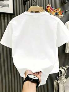 Camiseta de mujer con cuello redondo y un lindo estampado de letras en tonos pastel con un gráfico de un gato atigrado naranja, suave, de manga corta, ideal para el verano, un regalo divertido para amantes de las mascotas, para mamás de gatos, top casual de cuello redondo para uso diario y salidas. - Blanco - Ver 3