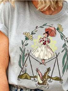 Flower Tightrope Walker Swea Tightrope Girl The Haunted Mansion Shirt Foolish Mortal Land Halloween Family Matching Outfi. Jpg Heavy-Duty Pure Cotton T-Shirt, Fashionable And Comfortable Wo's Cotton T-Shirt, Suitable For Weekends, Travel, Shopping, Outdoor Activities Or Leisure, High-Quality Durable Fabric Suitable For All Seasons, Fashionable Top, - Xám 5 - Xem 14