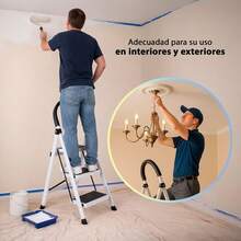 Escalera Plegable de Peldaños, Aluminio, Tijera, Portátil, Multifuncional, para Interior y Exterior (Escalera 4 PELDAÑOS) - Aluminio - Ver 4
