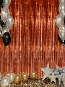 1/2/4/6pcs Bright Orange Metal Tassel Curtain Decor, Party Background Decoration, Gender Reveal Party, Bridal Shower, Wedding Backdrop, Holiday Event Party Background - Rain Curtain - View 4