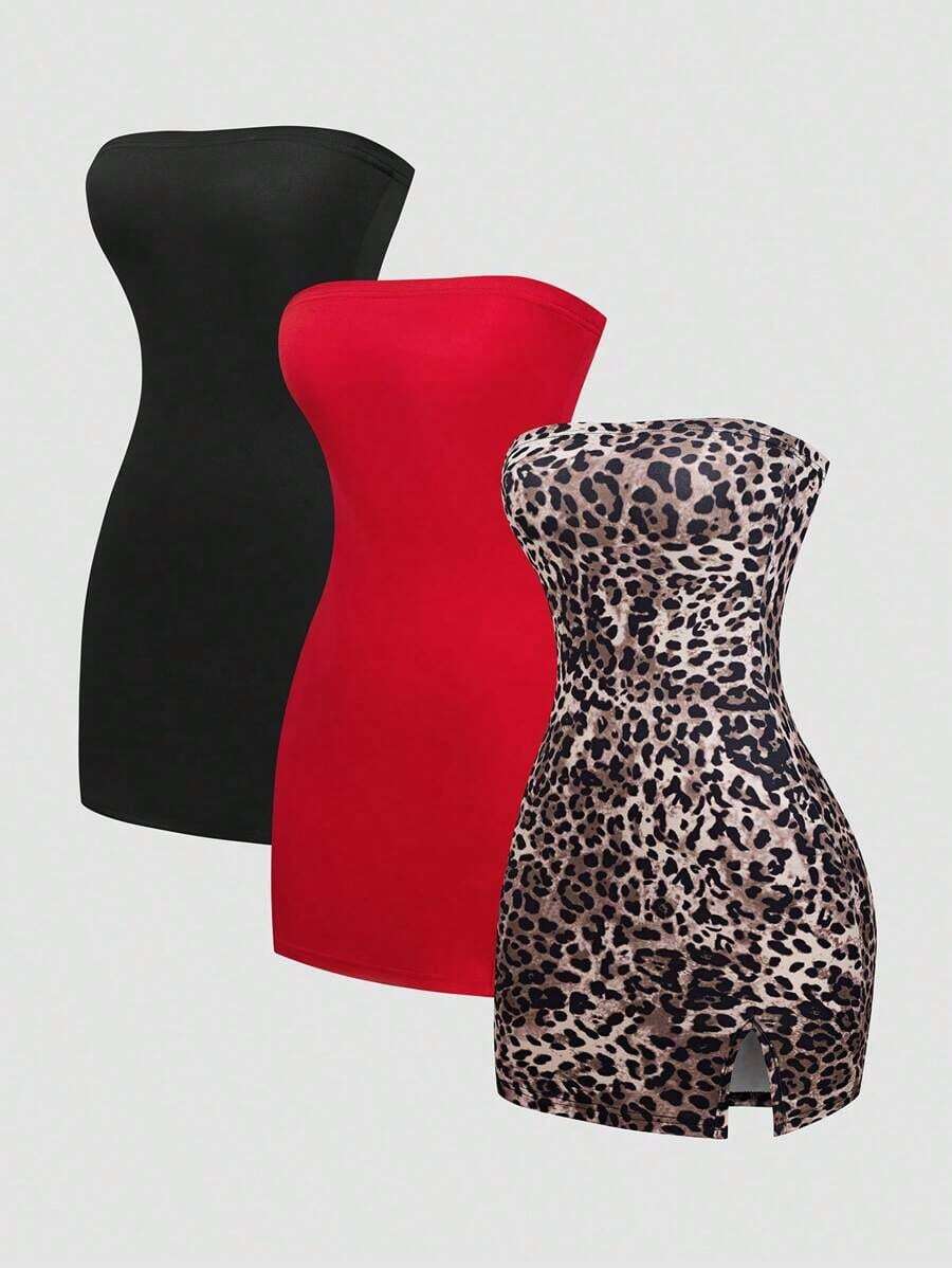 Vestido de 3 piezas ajustado tipo body para mujer, perfecto para atuendos de Año Nuevo - Multicolor 4 - Ver 1