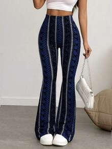 Leggings casuales de mujer con estampado geométrico sexy de primavera - Azul - Ver 6