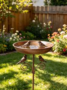 2-In-1 Vintage Copper & Iron Bird Bath With Anti-Slip Stand, Rust-Resistant Garden Decor - QS104 - View 6