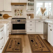 1 pieza Alfombra de cocina de lino con estampado de perro, alfombra, alfombra de baño, felpudo, impresión 3D rectangular, adecuada para sala de estar, dormitorio, pasillo, baño, lavandería - Alfombra de poliéster, decoración del hogar interior y exterior - Multicolor - Ver 3