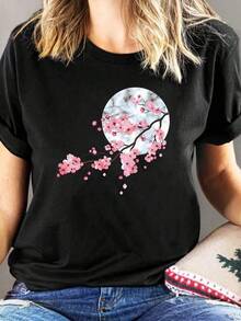 100% Algodón Premium 180g .¡Oferta Especial!Playera.Camiseta de Cerezo Única con Diseño Japones Original para Mujeres Modernas, Color Negro, Tallas Variadas.Moda Casual, Ropa Cómoda, Estilo Atemporal, Textura Suave.Ideal para Primavera y Verano, Perfecta para Cualquier Ocasión.Prendas de Alta Calidad y Confección Detallada.Camiseta Streetwear Unisex Ideal para Conciertos y Regalo - Negro - Ver 1