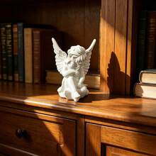 Escultura de ángel de lectura estilo INS, figurita de ángel pequeño y lindo de resina, decoración curativa creativa, adecuado como regalo para amigos y decoración de escritorio en el hogar - D - Ver 4