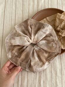 1pc New Chinese Style Retro Watercolor Oversized Scrunchie, 2-In-1 Design For Ponytail Or Clipping At Back Of Head - Multicolor - View 4